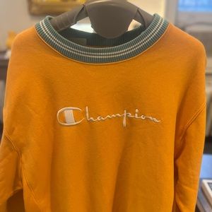 Orange Champion Sweatshirt with teal trim